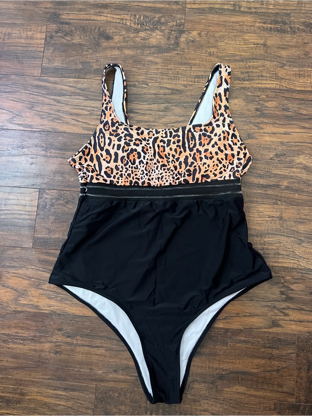 SHEIN Leopard-Print and Black One-Piece Swimsuit